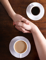 A concept image showing the bond between love and coffee