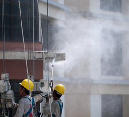 Preparatory Washing of Apartment's Exterior Before Repainting