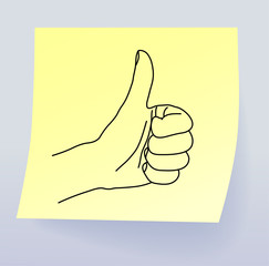 Hand, drawing on sticky note, vector