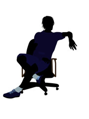 Male Tennis Player Sitting In A Chair Illustration Silhouette