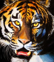 Tiger acrylic painted.
