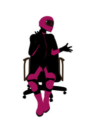 Female Sports Biker Sitting In A Chair Illustration Silhouette
