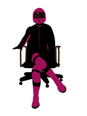Fototapeta premium Female Sports Biker Sitting In A Chair Illustration Silhouette