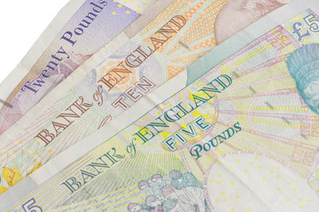British five ten and twenty pound notes