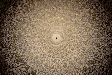 Dome of the mosque, oriental ornaments from Samarkand, Uzbekista