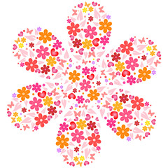 Flower shape makes from flowers, butterflies,leaves