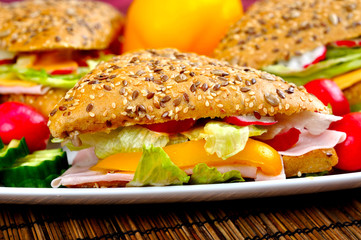 Triangle fresh sandwich with vegetable