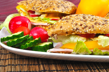 Triangle fresh sandwich with vegetable