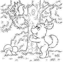 Dog and squirrel