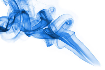 Blue smoke on white background