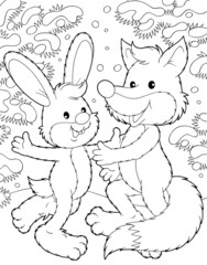 Obraz na płótnie Canvas Hare and Fox