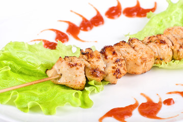 Grilled chicken meat closeup