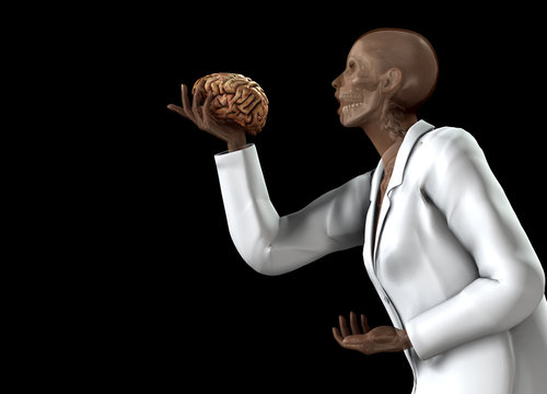Anatomical Women Holding Her Brain