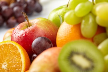 fresh fruits on the white background