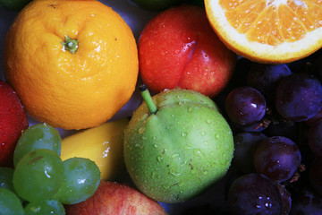 collection of  colorful fruits - background