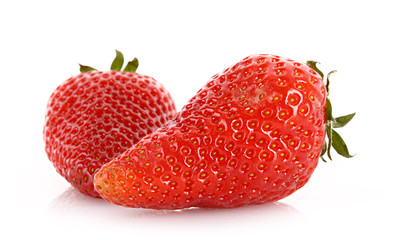 Two strawberries isolated on white
