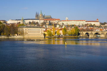 Fototapeta na wymiar Prague Castle with Charles bridge, Prague, Czech Republic
