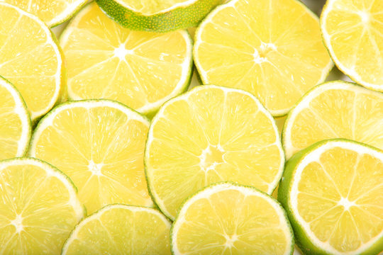 Close-up of sliced limes