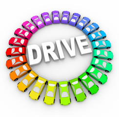 Drive - Many Colorful Cars in Circle