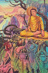 Obraz na płótnie Canvas Painting on the wall of temple