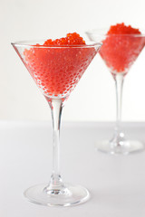 red caviar in glass goblets