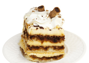 Delicious Chocolate and Yellow Cake Layered Pastry