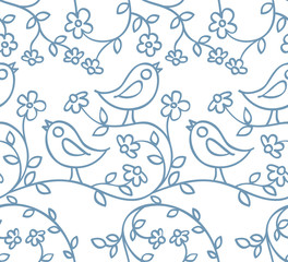 pattern with birds and flowers