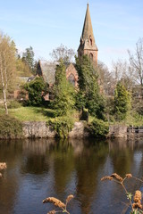 Fototapeta na wymiar View over river to Church in Blairgowrie