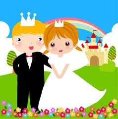 Peel and stick wall murals Castle Prince and princess