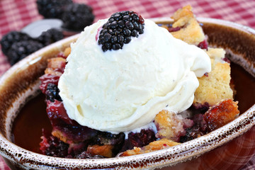Berry Cobbler with Ice Cream