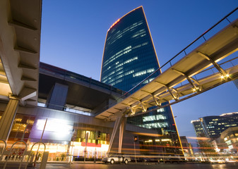 office buildings in downtown Beijing at sunset time