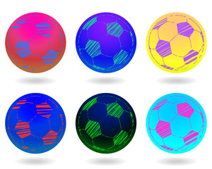 Colorful Soccer Balls Icon Set