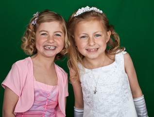 portrait of sisters in formal dress