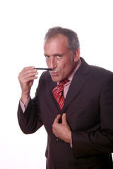 Young business men portrait on white