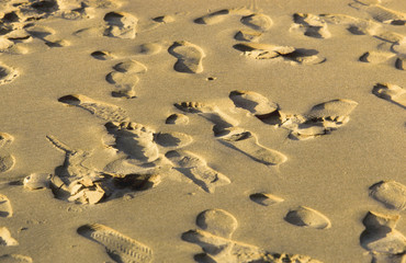 barefoot marks in the fine sandy beach