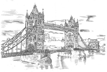 Fototapeta premium Tower Bridge - rysunek odręczny