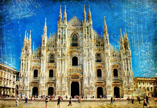 Milan cathedral - artistic  picture in painting style