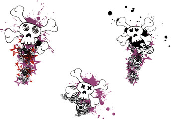 skull cartoon set in vector format 
