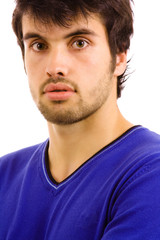 Close up portrait of young atractive man, isolated on white