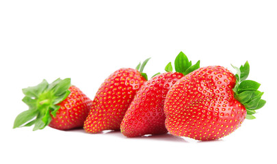 Strawberries isolated on white background .