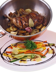 filipino chicken adobo with potatoes & fresh mango salad