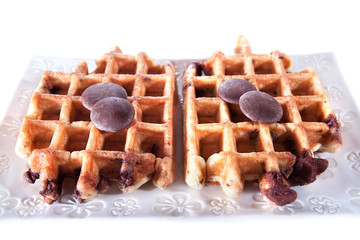 Waffles from integral wholegrain with chocolate
