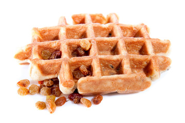 Waffles from integral wholegrain with  dried grapes