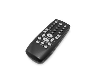 a black remote control isolated on white background
