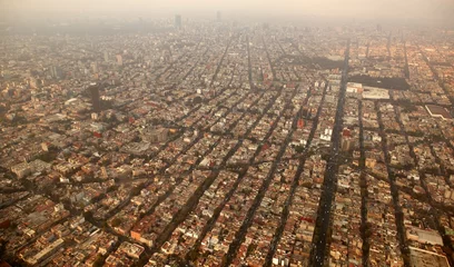Fotobehang mexico df stad stad luchtfoto vanuit vliegtuig © lunamarina