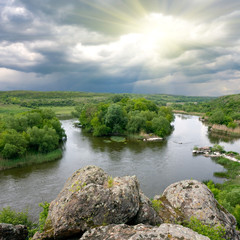 Landscape with rock and riv