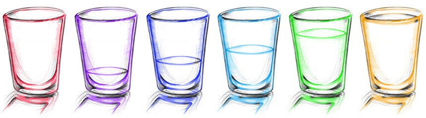 glass arranged in row