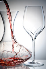 Pouring wine into decanter