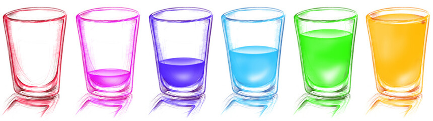 brightness glass arranged in row