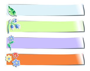 Collection of four color stickers with flowers